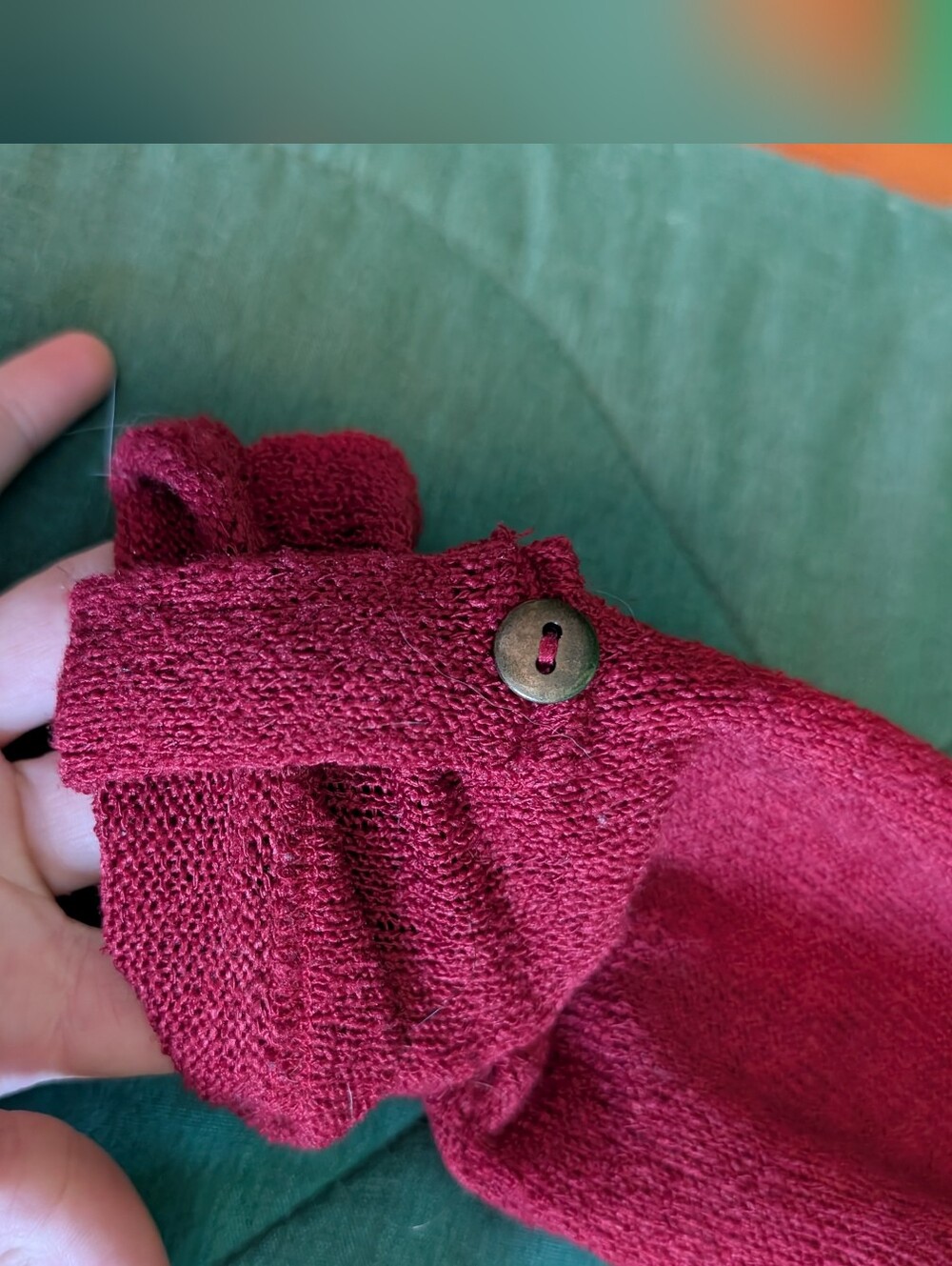 Deb Raspberry Knit V-Neck Top with Crochet Hem!! - Picture 4 of 5
